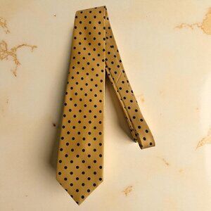 MARKS & SPENCER St Michaels Silk Yellow Navy Polka Dot Tie